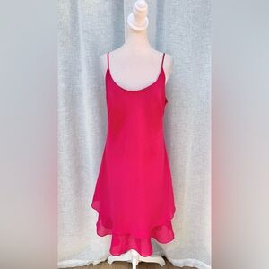 Sharon Max hot pink fuchsia spaghetti strap dress double tier